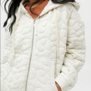 QUILTED URBAN OUTFITTERS BDG Embroidered Zip Hoodie Sweatshirt Butterfly